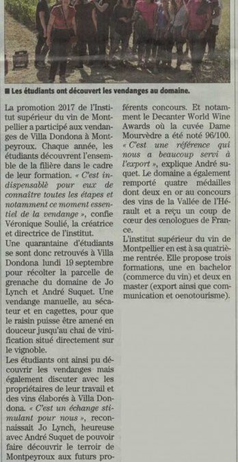 Article vendanges 2016